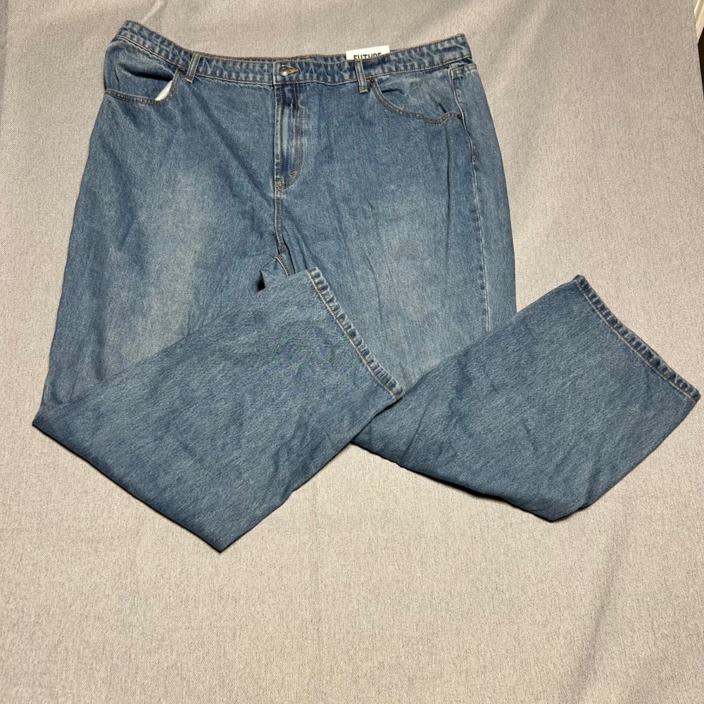 Future Collective Women Boyfriend Jeans Size 20W/22W Blue Mid Rise Straight Leg